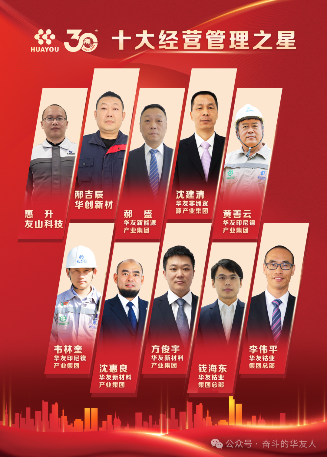 卅载携手行 砥砺共奋进——在华友创业三十周年庆典，，，，他们受到盛大表扬！-企业新闻-浙江华友钴业股份有限公司