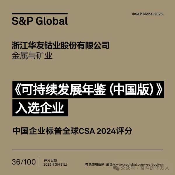 国际ESG殊荣！华友钴业乐成入选标普全球《可一连生长年鉴（中国版）2025》-企业新闻-浙江华友钴业股份有限公司
